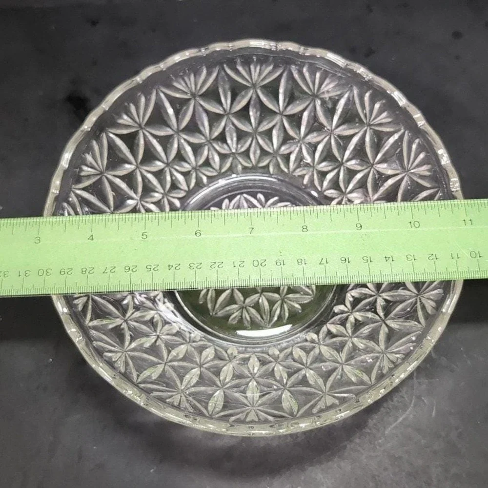 Pressed‎ Glass Petal Design Clear Serving Bowl, Replacement Vintage Glassware